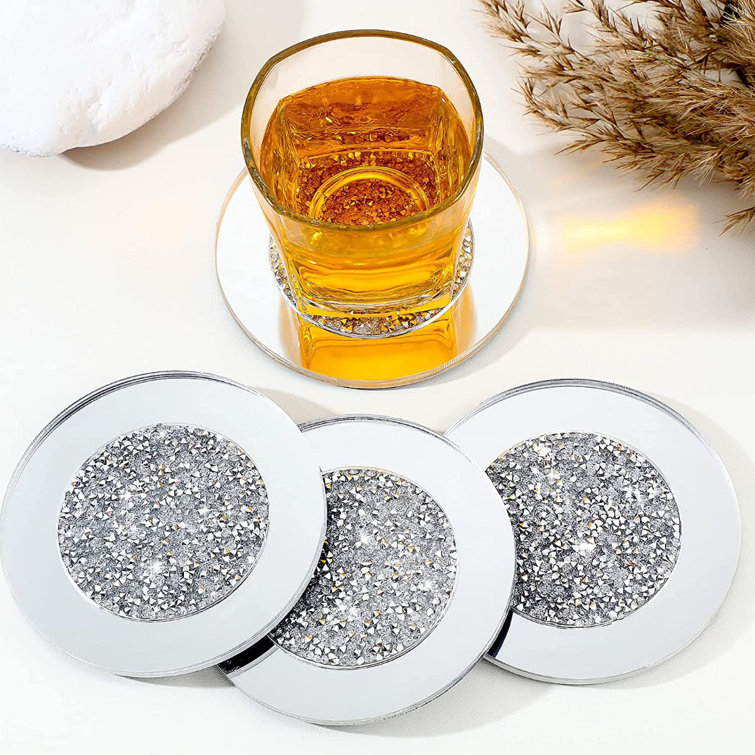 Enjoy time Mirrored Coaster For Drinks crushed Diamond Cup